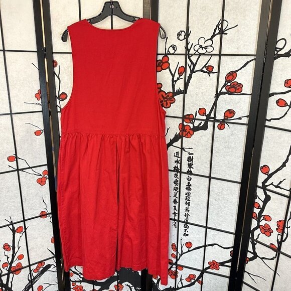 Vintage Talbots Red Button Down Overall Long Dress Size 16 Petite Pleated - Picture 4 of 6